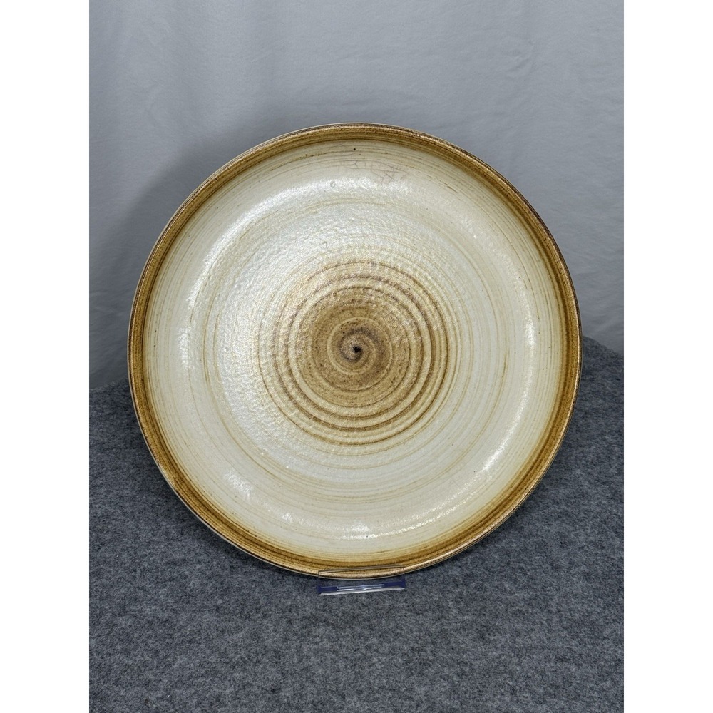 Longchamp France Pottery Stoneware 12" Plate Platter‎ Brown Beige Cream Set Of 3